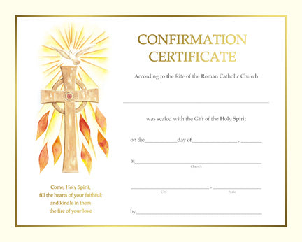 Confirmation Certificates with Gold Border - 50ct. per Box