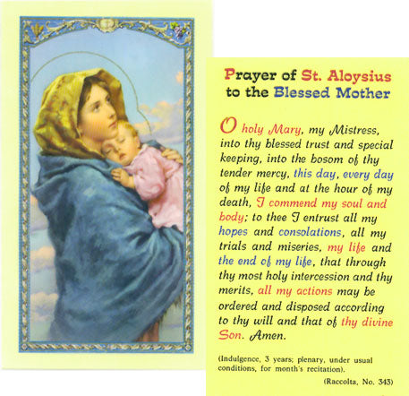 Madonna of the Streets Card with Prayer of St. Aloysius - 800-042