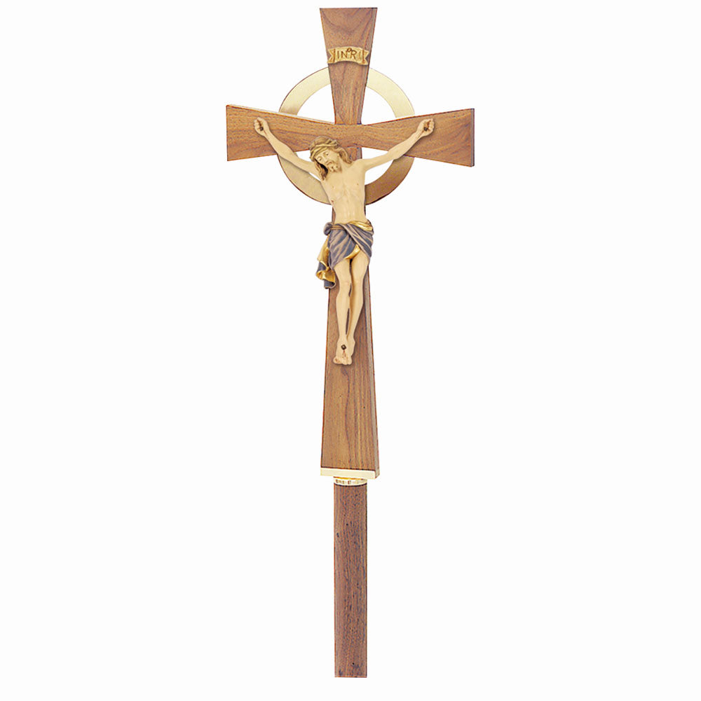 Walnut Processional Crucifix with Wood Corpus no. K960