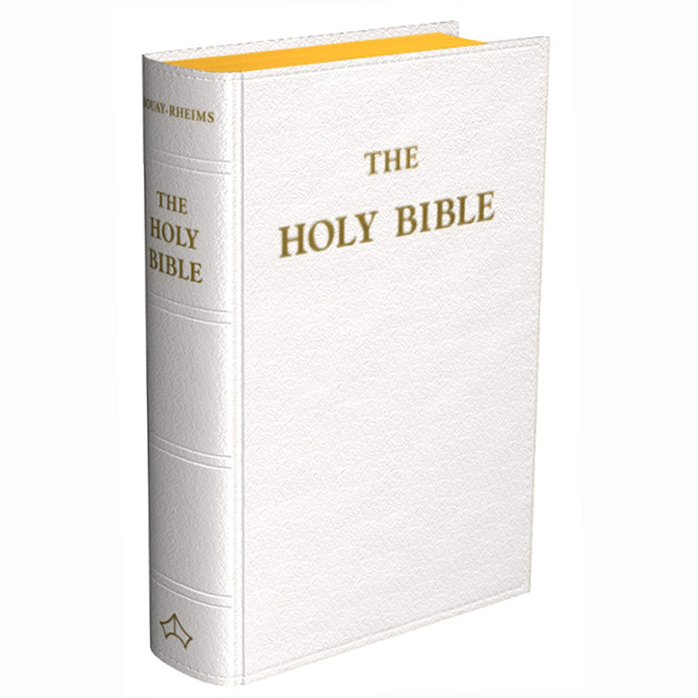 Douay-Rheims Bible White Leather Standard Size