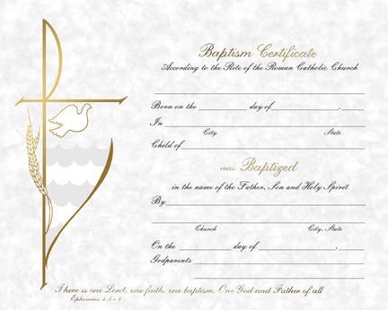 Baptism Certificates Parchment Finish