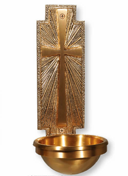 40HWF10 Sunburst Cross Holy Water Font in 2 sizes