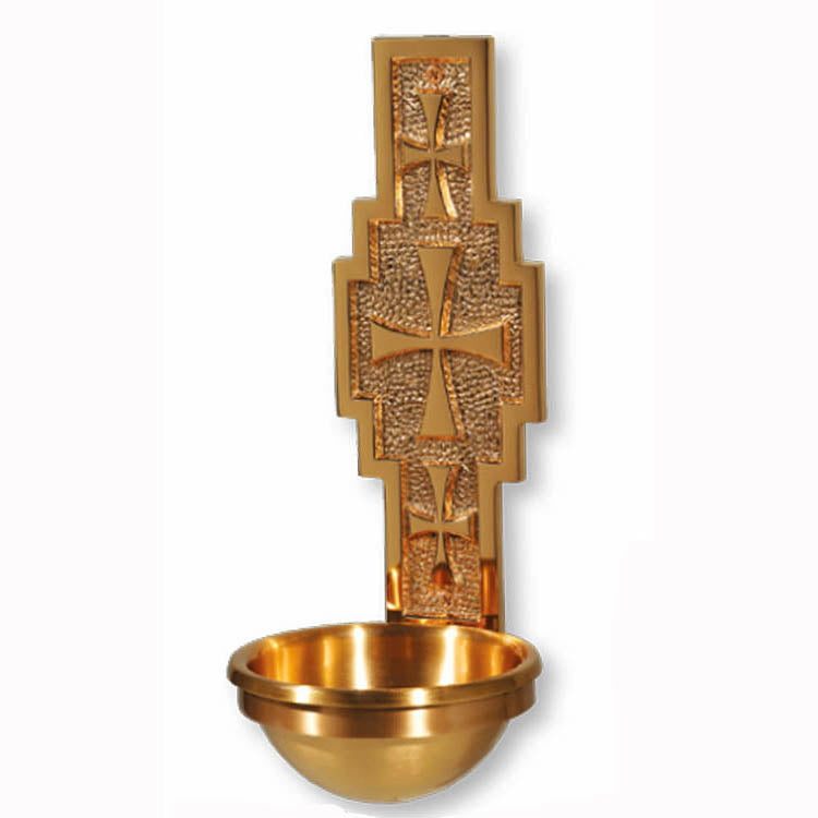 Triple Cross Holy Water Font in 2 sizes - 40HWF32