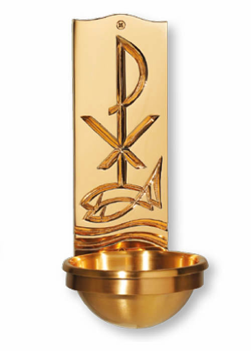 Chi Rho Holy Water Font in 2 sizes - 40HWF65