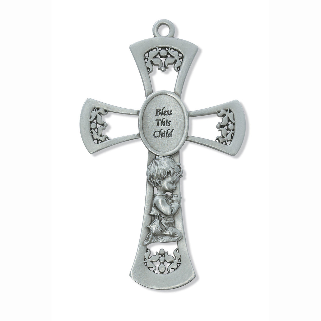6 inch Pewter "Bless This Child" Boy Cross