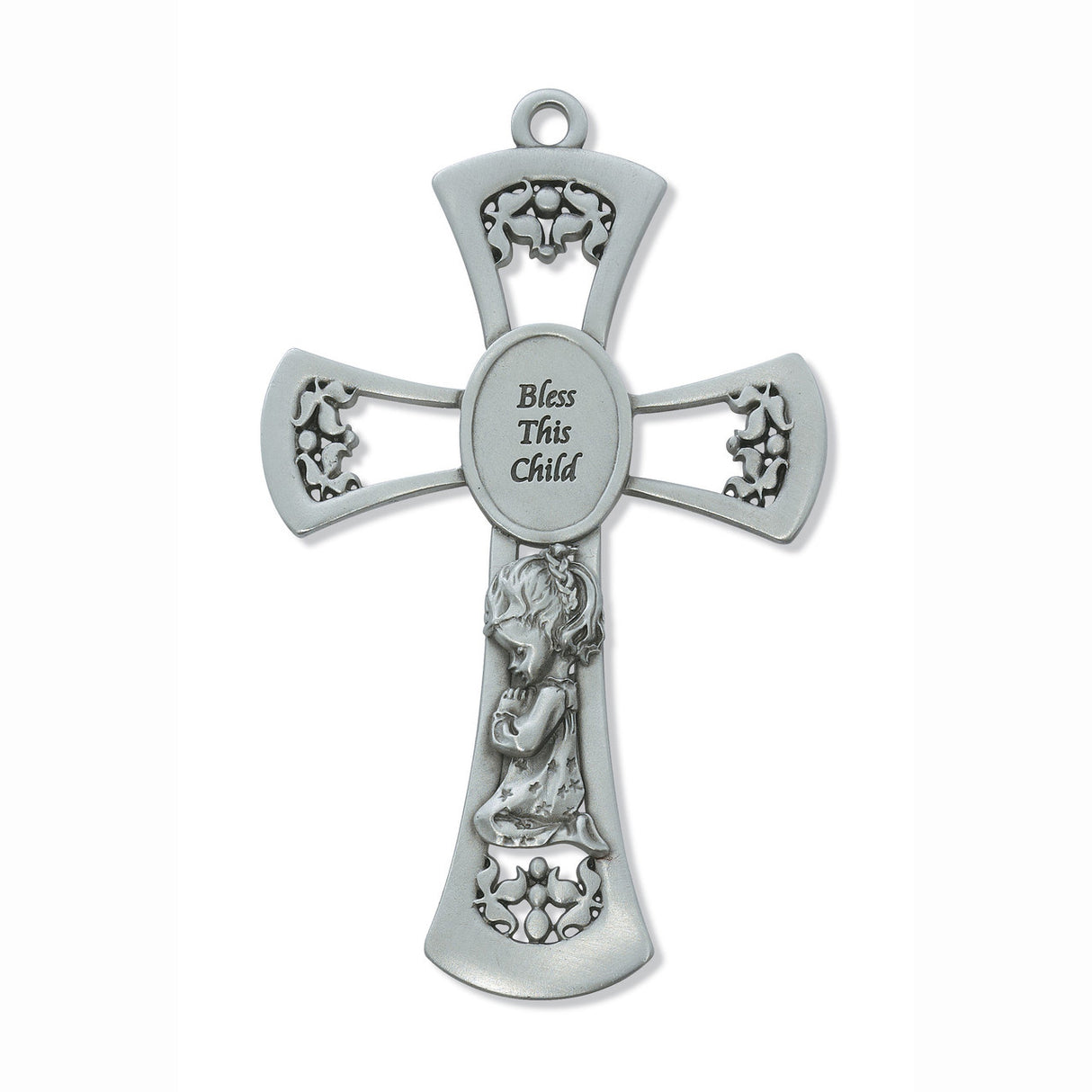 6 inch Pewter "Bless This Child" Girl Cross