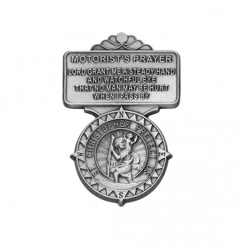 St. Christopher Visor Clip with Motorist's Prayer