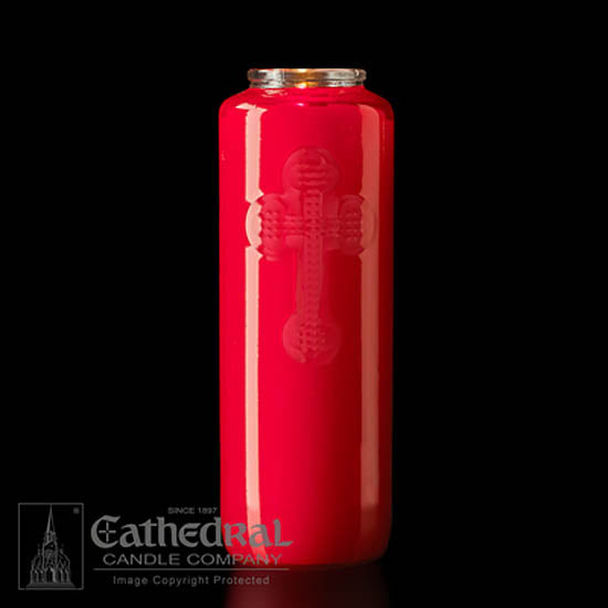 6 day Ruby Red Glass Devotional Candle