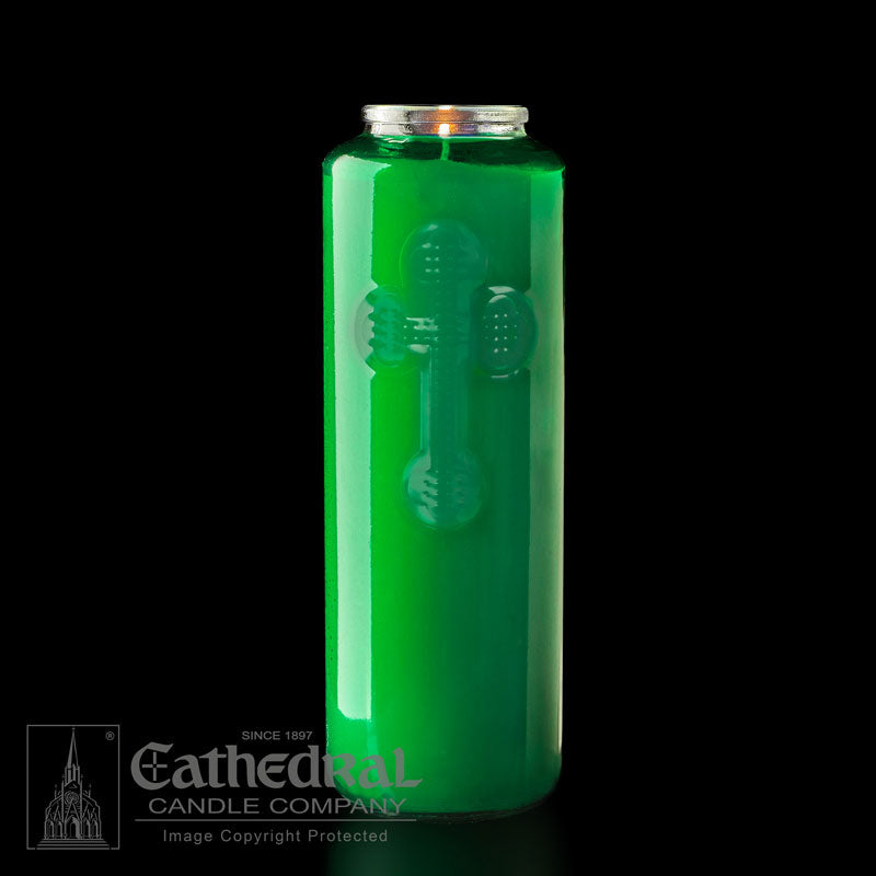 6 day Green Glass Devotional Candle