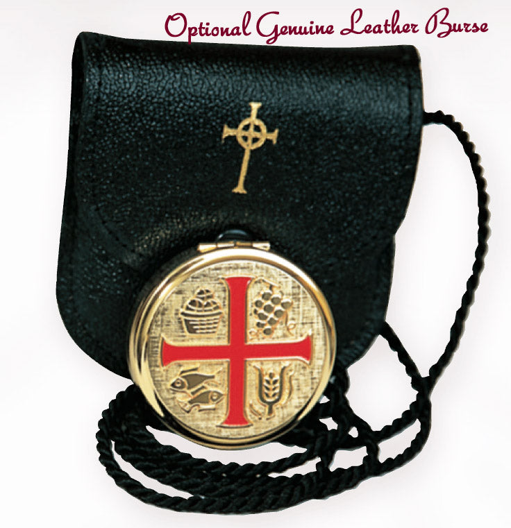 Red Enamel Cross Pyx with Burse Option - no. K110