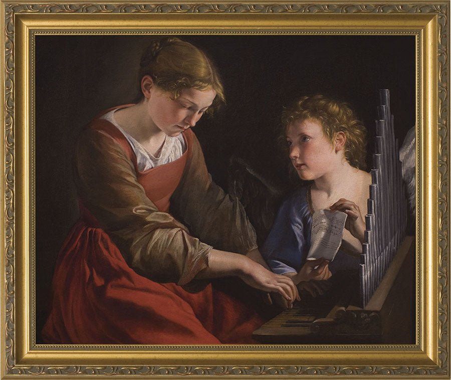 Saint Cecilia with Angel Framed Print