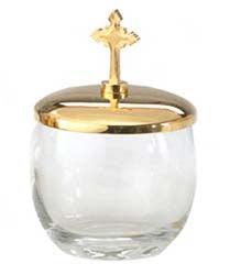 Glass Ablution Cup with Gold Plate Lid 8651G