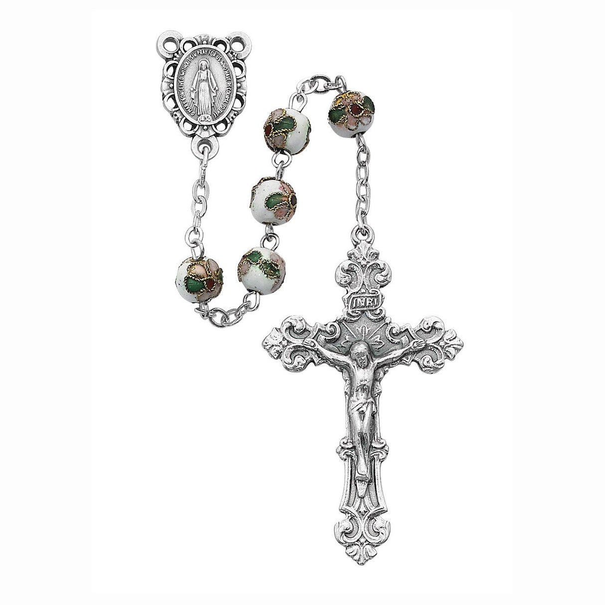 Deluxe White Cloisonne Rosary