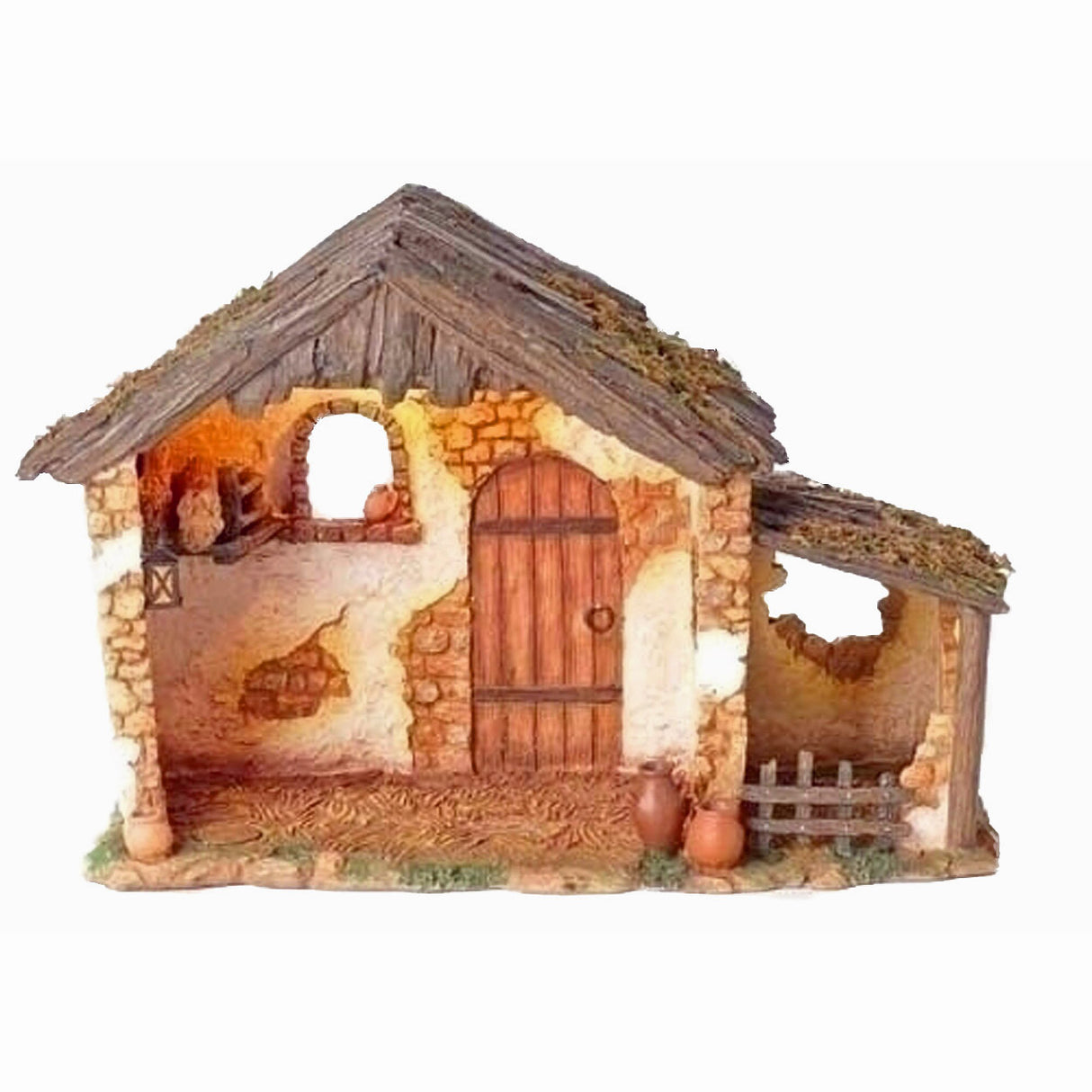 10x14 inch Lighted Resin Fontanini Stable for 5" Figures no. 50567