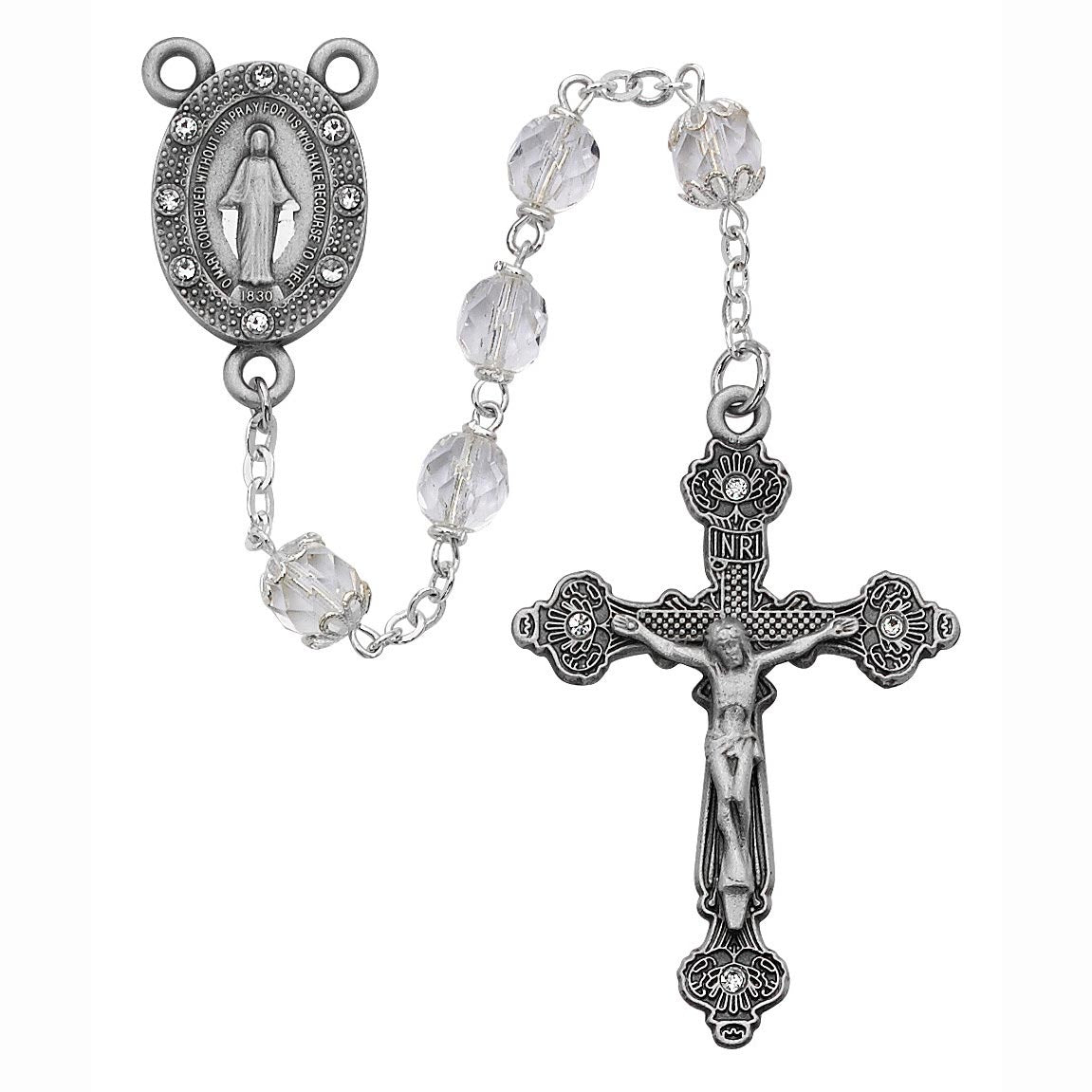 7mm Deluxe Clear Crystal Rosary Beads R121DF