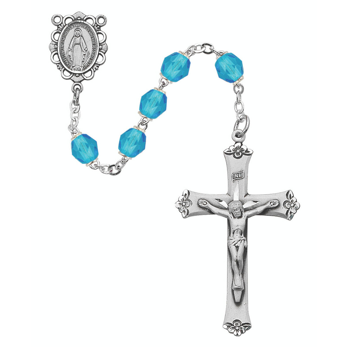 March Sterling Silver Birthstone Rosary