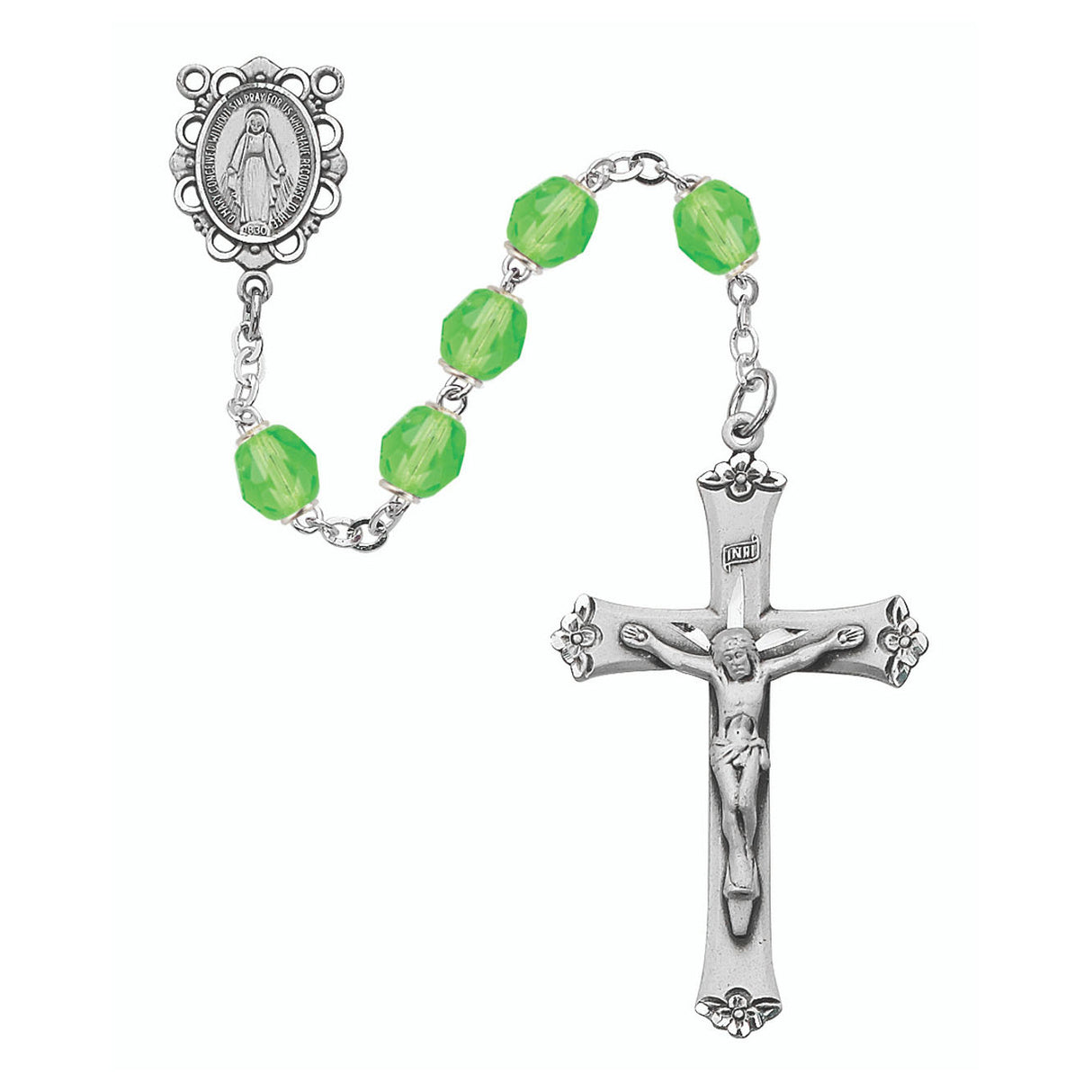 August Sterling Silver Birthstone Rosary