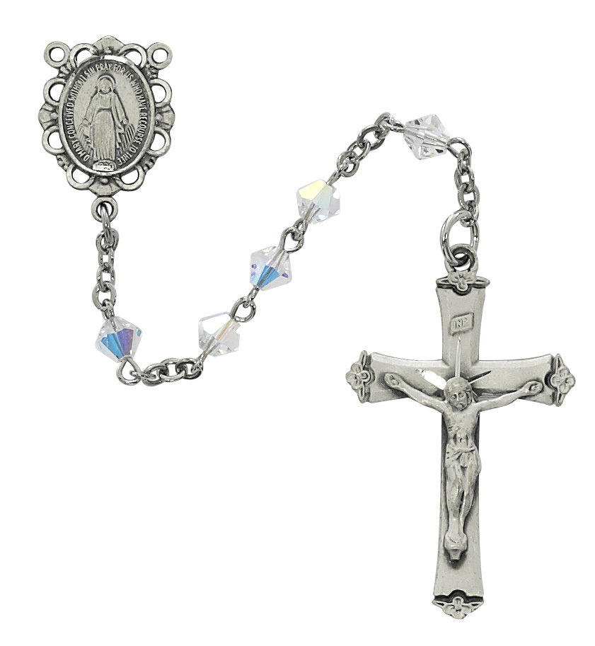 Sterling Silver 5mm Diamond Cut Swarvoski Crystal Rosary