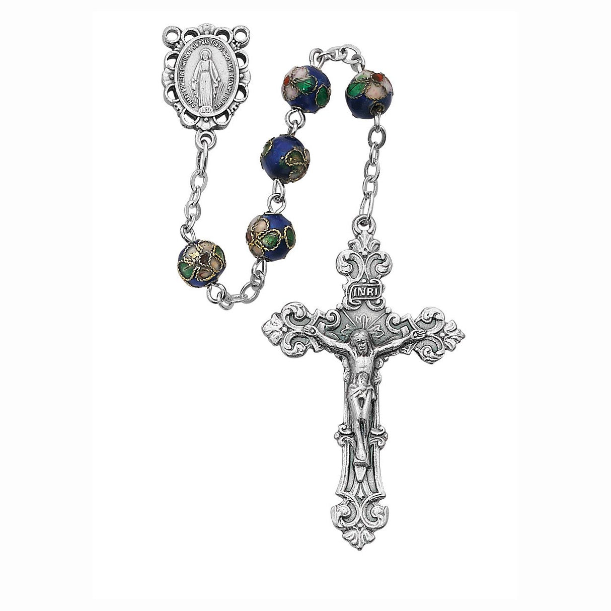 8mm Blue Real Cloissone Rosary 766SF