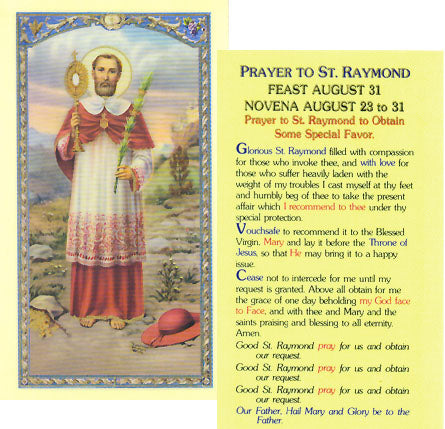 Saint Raymond Novena Holy Card - Prayer to Obtain Special Favor - no. E24-528