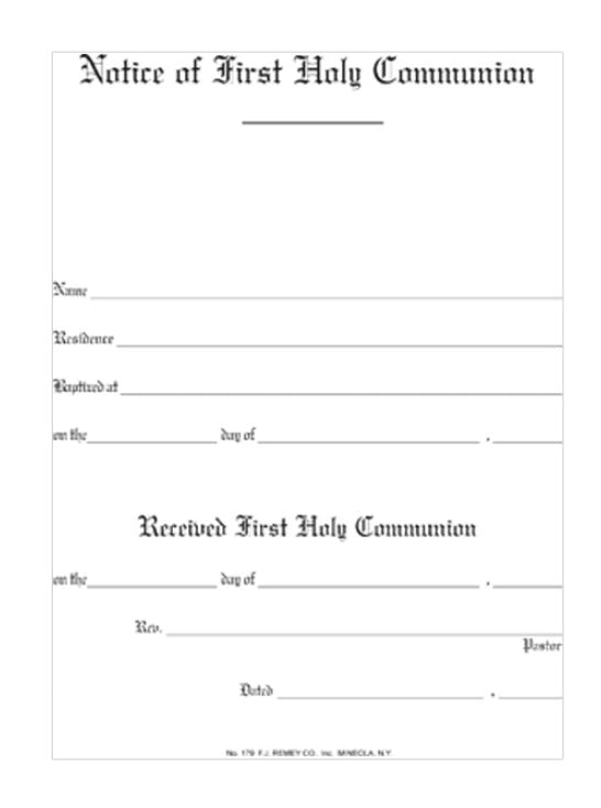 Notice of First Communion 50ct no 179