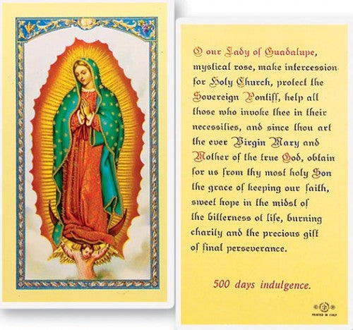 Our Lady of Guadalupe Holy Cards with Mystical Rose Prayer