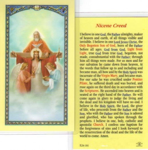 Nicene Creed Prayer Card with Holy Trinity Image - 800-325