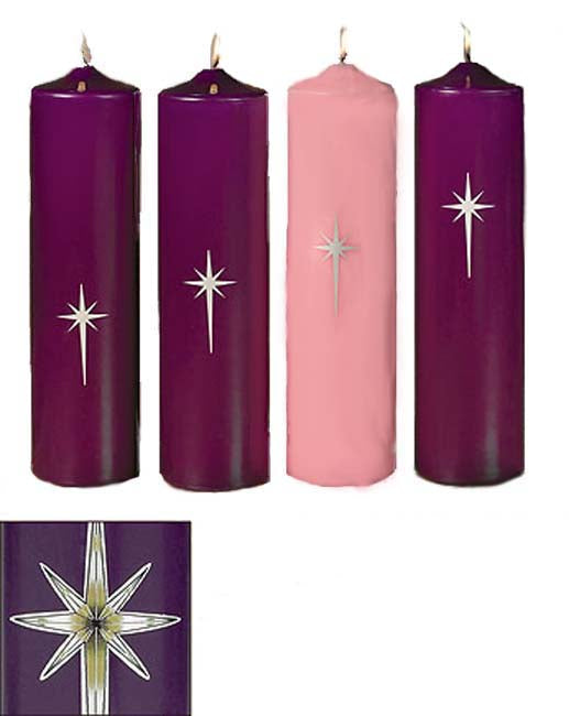 Star of Bethlehem 3x12 inch PIllar Advent Set no. 48070