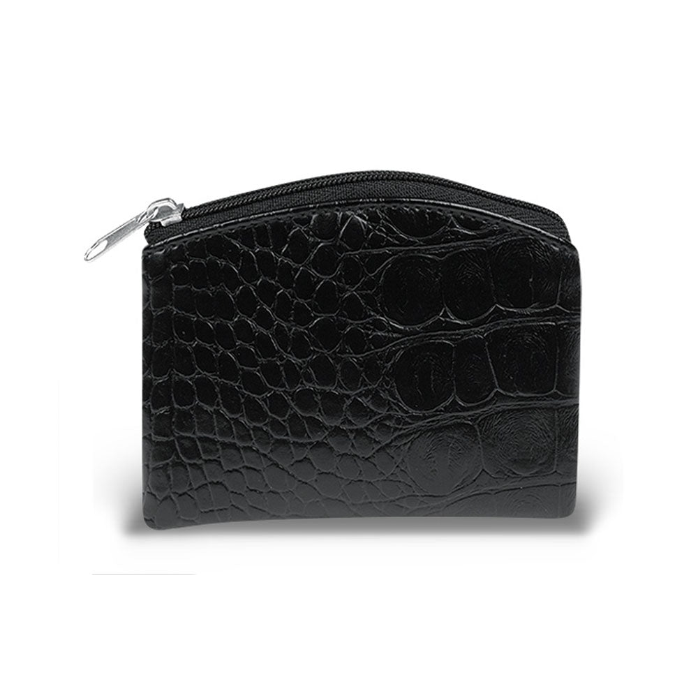 Black Textured Vinyl Case Crocodile Pattern with Lining