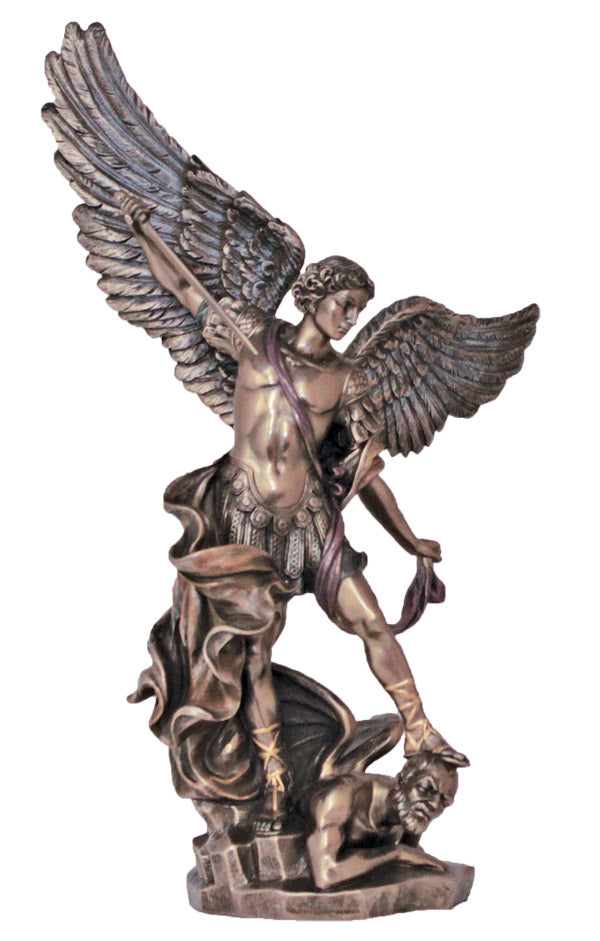 Saint Michael Statue in Colored Bronze Finish - 14.5 inch in height