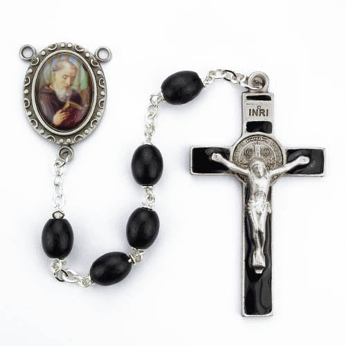 Saint Benedict Black Photo Center Rosary