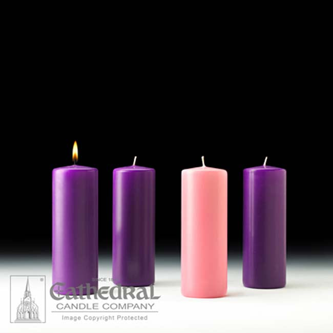 3x8 inch Purple & Pink Advent Candle Pillars
