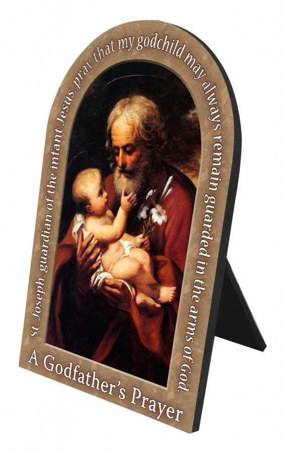 Saint Joseph Godfather Arched Desk Plaque