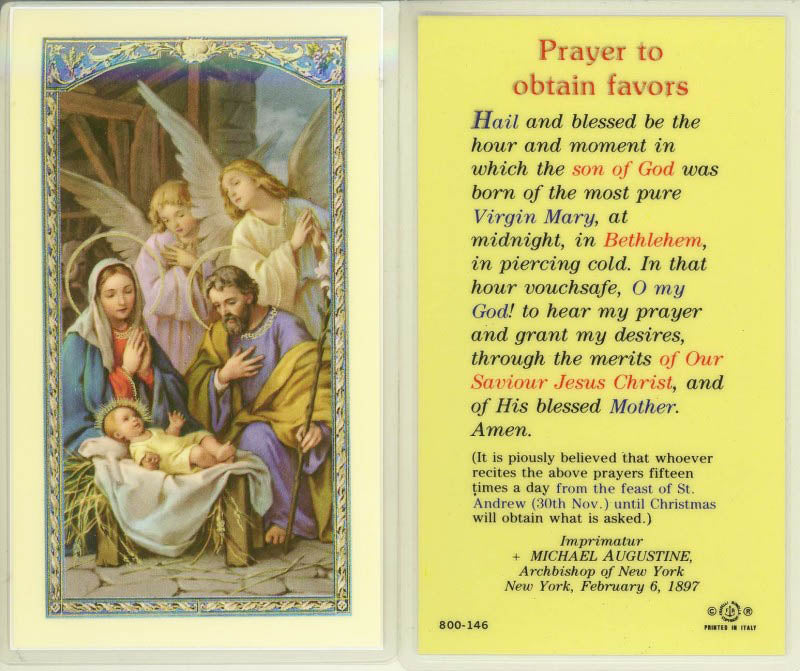 Holy Family Nativity Holy Card with the Christmas Novena 800-146