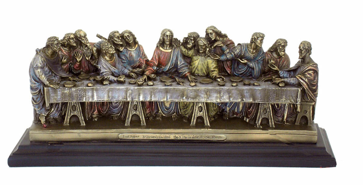 14 inch wide Bronze Last Supper Statue