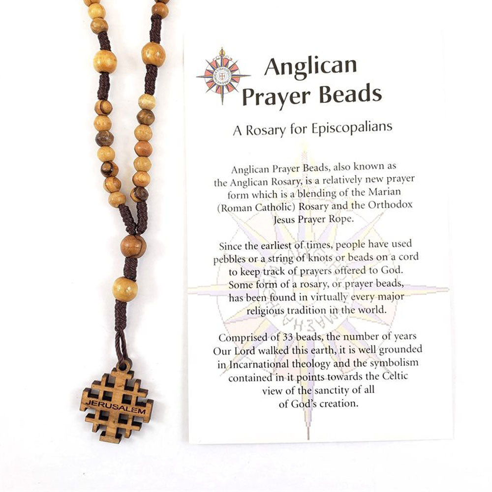 Anglican Prayer Beads with Olivewood Beads & Cross