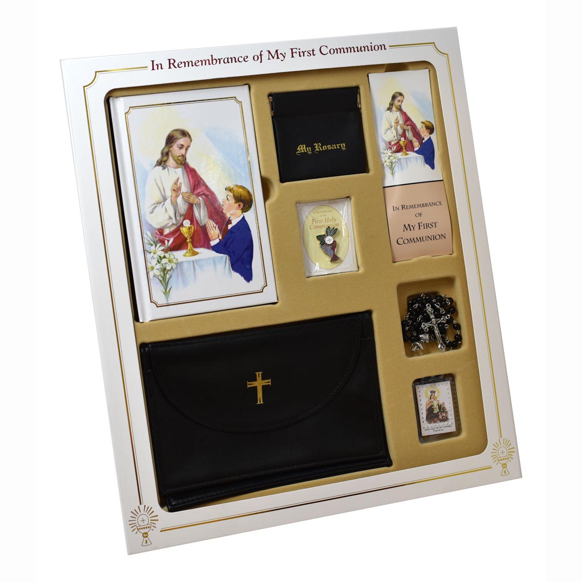 Cathedral First Mass Communion Set with Black Wallet