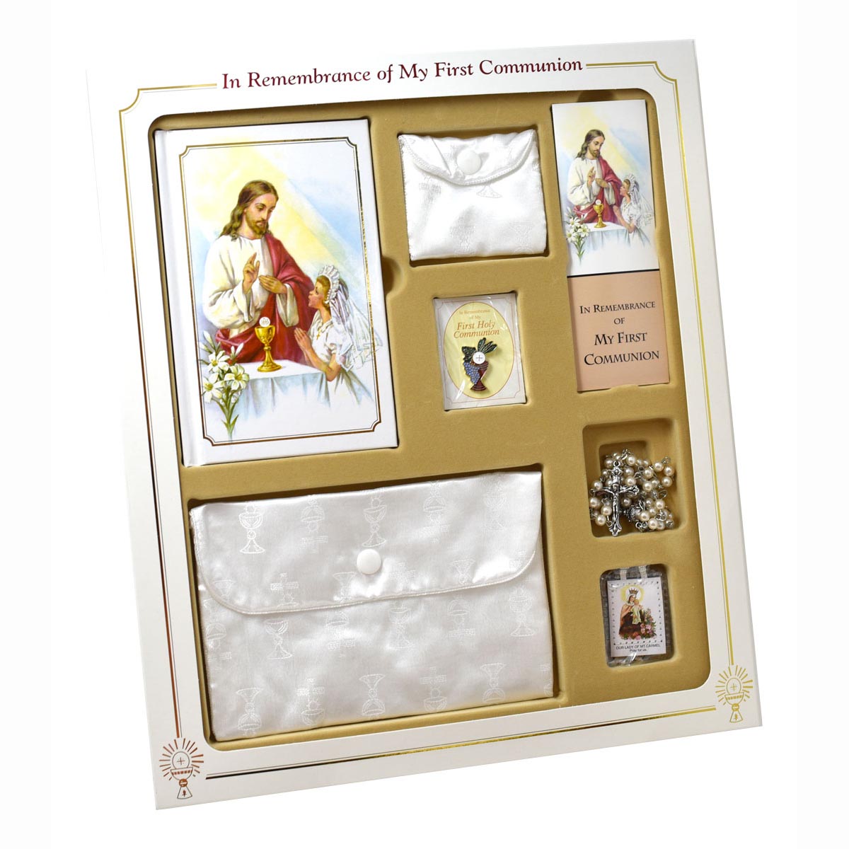 Cathedral First Mass Communion Set with Damask Purse