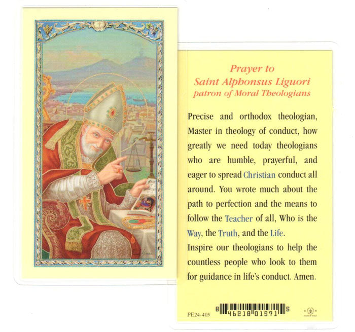 Saint Alphonsus Laminated Holy Card