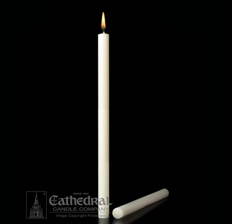 1-1/2 x 26 inch PE 51% Beeswax Altar Candles - 12ct. case