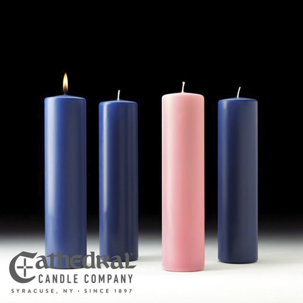 Advent Pillar Candles - 3x12 Sarum Blue & Rose Set
