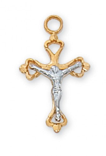 Small 2 Tone Crucifix with Open Scalloped Ends JT8017