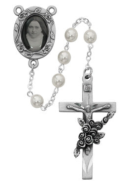 St Therese "Little Flower" Deluxe Pearl Bead Rosary