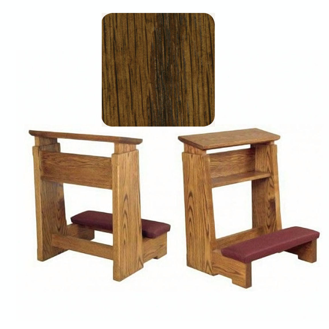 Dark Oak Finish Heavy Duty Kneeler with Wide Armrest