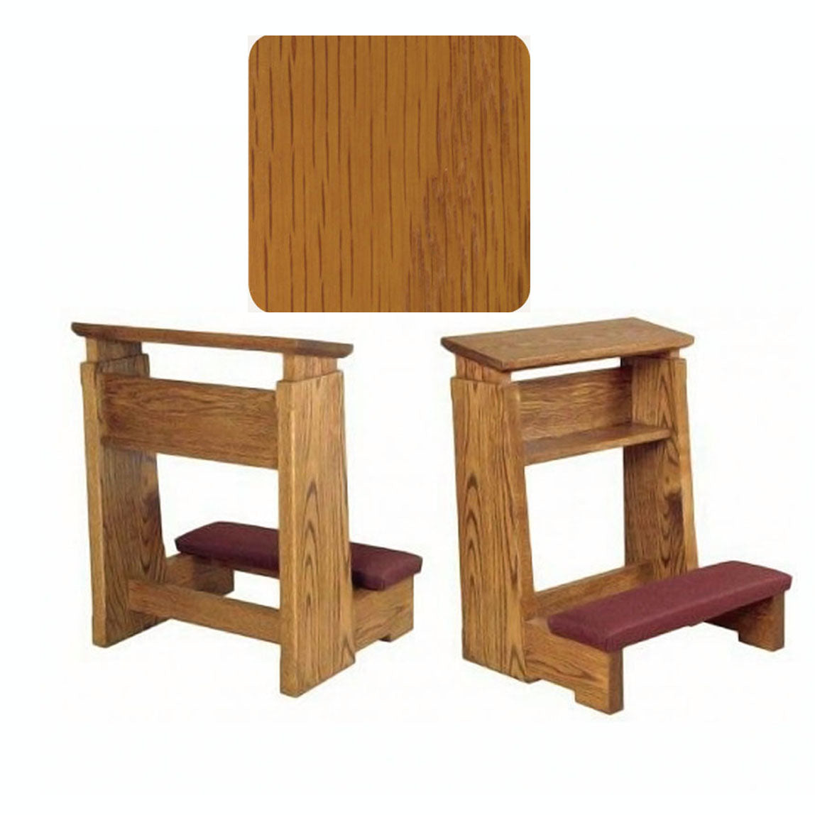 Golden Oak Finish Heavy Duty Kneeler with Wide Armrest