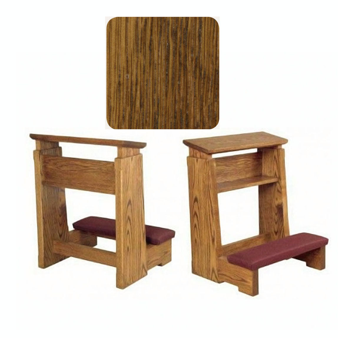 Medium Oak Finish Heavy Duty Kneeler with Wide Armrest