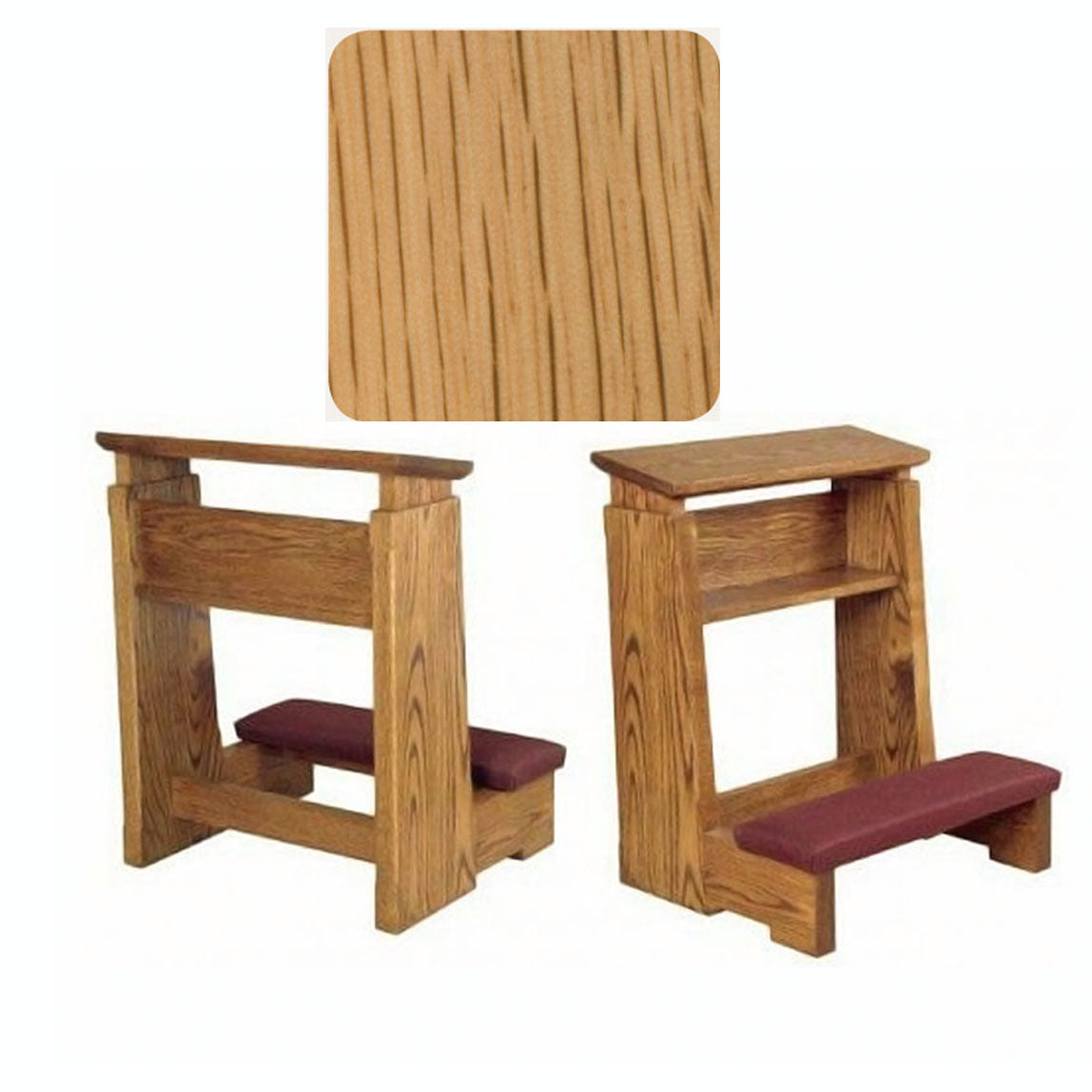 Natural Oak Finish Heavy Duty Kneeler with Wide Armrest