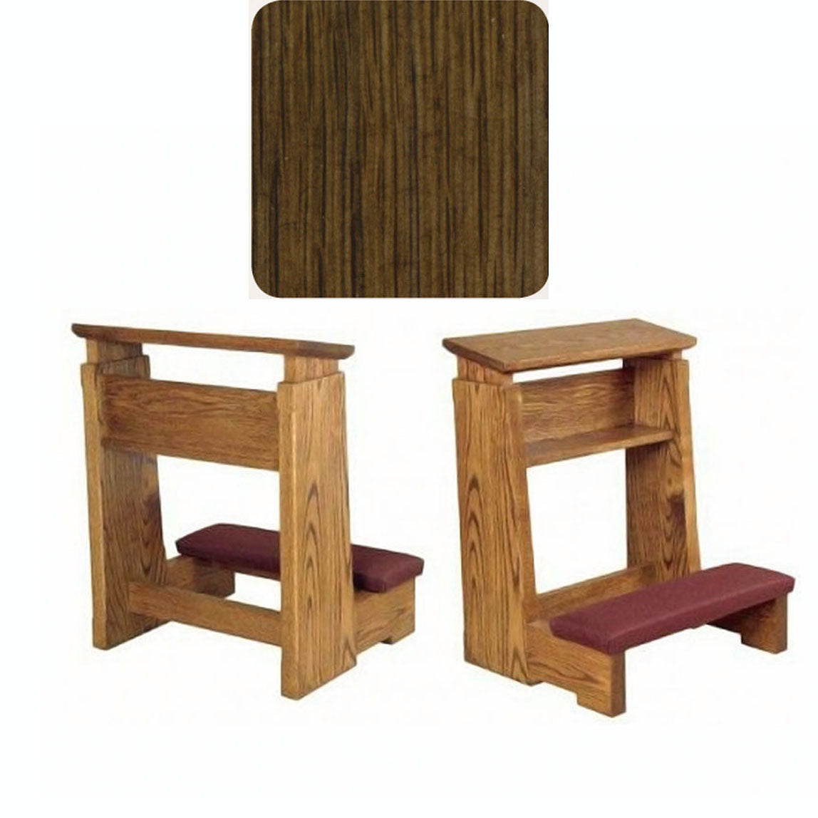 Walnut Finish Heavy Duty Kneeler with Wide Armrest