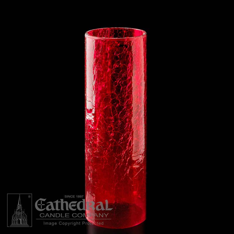 14 day Crackle Glass Cylinder Red & Vintage