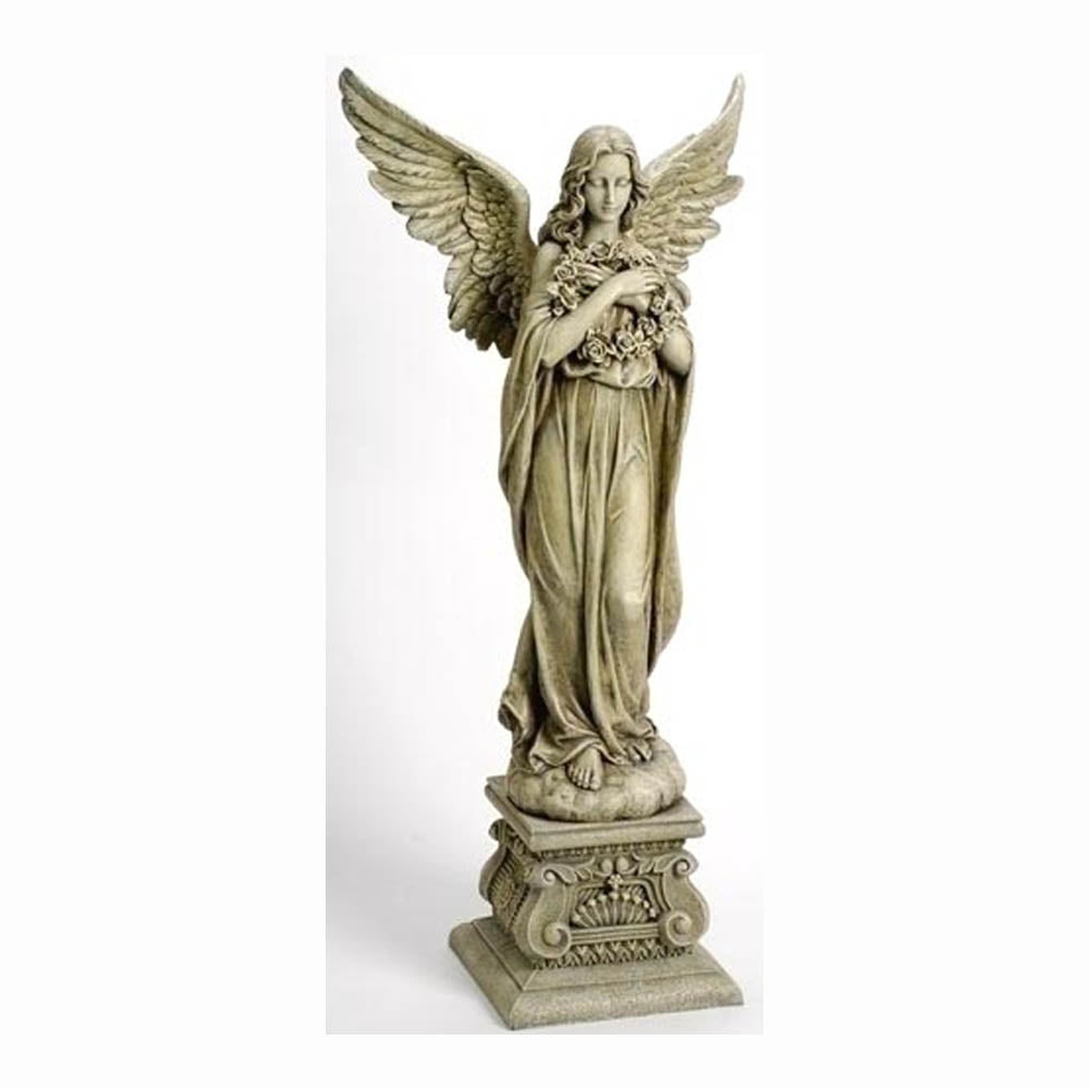 48 inch Garden Angel with Memorial Wreath - Joseph Studio Garden Collection